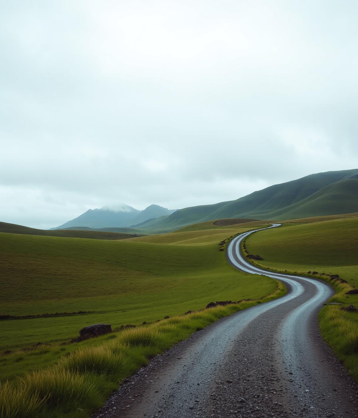 A winding road running through New Zealand farmland toward distant hills